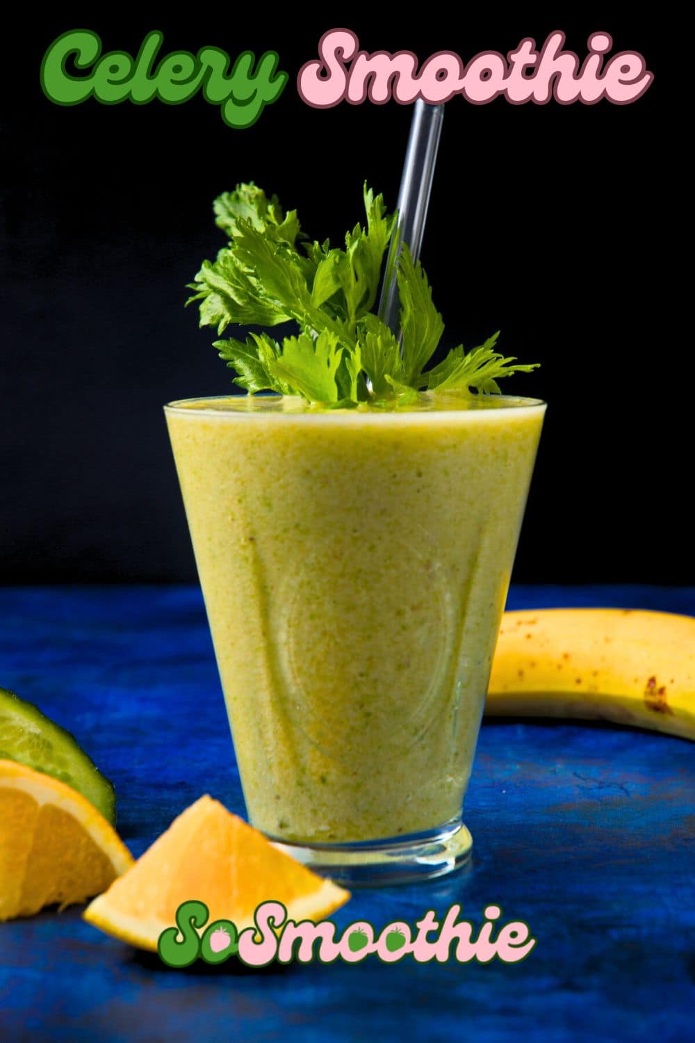 Celery smoothie in glass.